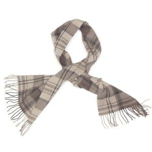 PHENIX 100% CASHMERE Autumn Walnut Brown Plaid Neck Scarf 58" x 12 1/4" - 401